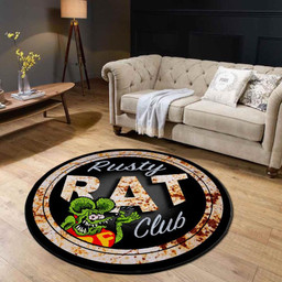 Rusty Rat Club Hot Rod Round Mat Round Floor Mat Room Rugs Carpet Outdoor Rug Washable Rugs M (32In)