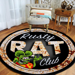 Rusty Rat Club Hot Rod Round Mat Round Floor Mat Room Rugs Carpet Outdoor Rug Washable Rugs L (40In)