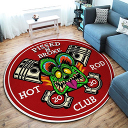 Hot Rod Club Round Mat Round Floor Mat Room Rugs Carpet Outdoor Rug Washable Rugs M (32In)