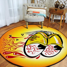 Rat Rod Hot Rod Chopper Round Mat Round Floor Mat Room Rugs Carpet Outdoor Rug Washable Rugs M (32In)