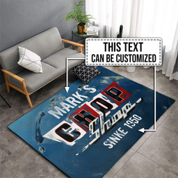 Personalized Chop Shop Hot Rod Round Mat Round Floor Mat Room Rugs Carpet Outdoor Rug Washable Rugs L (40In)