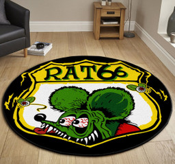 Rat 66 Hot Rod Round Mat Round Floor Mat Room Rugs Carpet Outdoor Rug Washable Rugs L (40In)