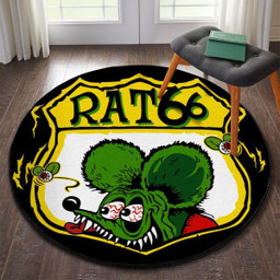 Rat 66 Hot Rod Round Mat Round Floor Mat Room Rugs Carpet Outdoor Rug Washable Rugs Xl (48In)