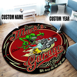 Personalized Hot Rod Garage We Keep The Old Stuff Rolling Round Mat Round Floor Mat Room Rugs Carpet Outdoor Rug Washable Rugs M (32In)