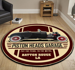 Piston Heads Garage Hot Rod Round Mat Round Floor Mat Room Rugs Carpet Outdoor Rug Washable Rugs M (32In)
