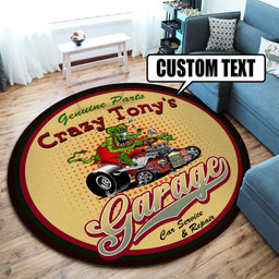 Personalized Hot Rod Garage Decor, Home Bar Decor Car Service And Repair Round Mat M (32in)