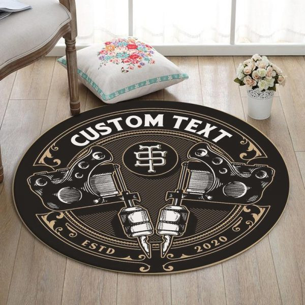 Personalized Tattoo Studio Round Mat Round Floor Mat Room Rugs Carpet Outdoor Rug Washable Rugs Xl (48In)