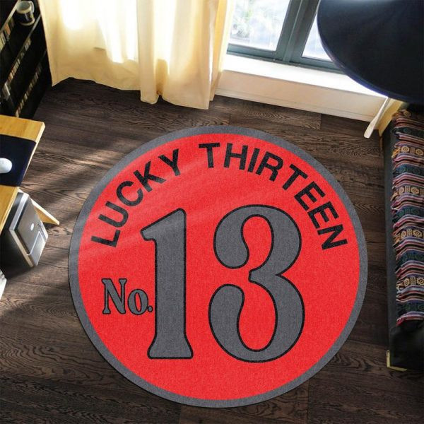 Lucky 13 Kustom Kulture Hot Rod Round Mat Round Floor Mat Room Rugs Carpet Outdoor Rug Washable Rugs Xl (48In)
