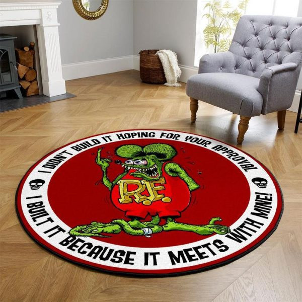 Rat Fink Hot Rod Round Mat Round Floor Mat Room Rugs Carpet Outdoor Rug Washable Rugs Xl (48In)