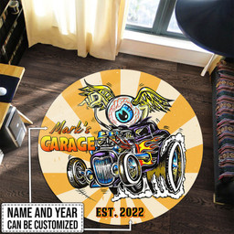 Personalized Hot Rod Eye Ball Round Mat Round Floor Mat Room Rugs Carpet Outdoor Rug Washable Rugs M (32In)