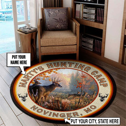 Personalized Hunting Camp Round Rug, Carpet 06797