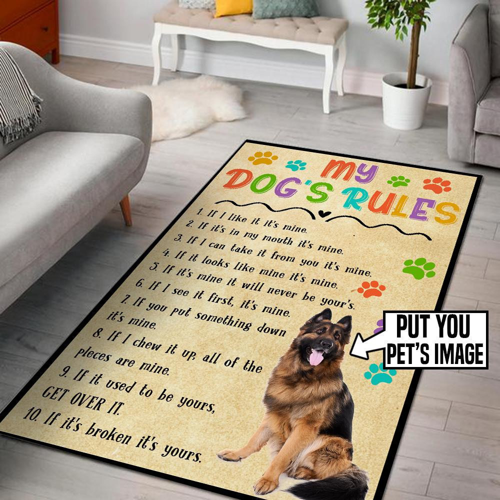 Personalized My Dog's Rule Area Rug Carpet 12 Small (3x5ft)