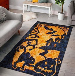 Halloween Witch Pumpkin Ghost Spooky Spider Vampire Zoombie Bats Area Rug Carpet gable Area Rug Carpet Carpet Small (3x5ft)