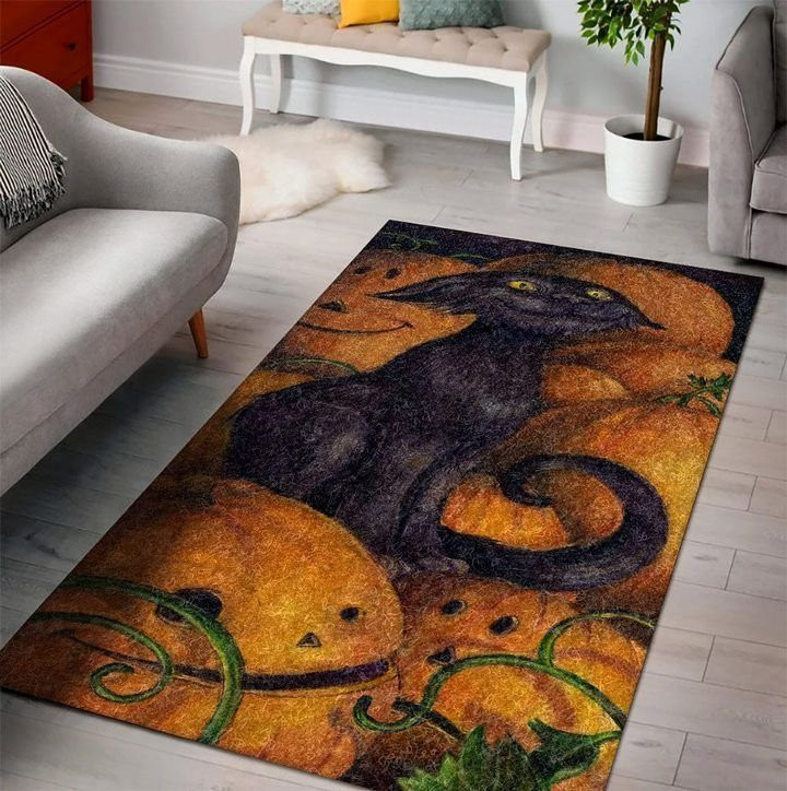Halloween Witch Pumpkin Ghost Giant Skull Spooky Spider Zoombie Bats Area Rug Carpet gable Area Rug Carpet Carpet Small (3x5ft)