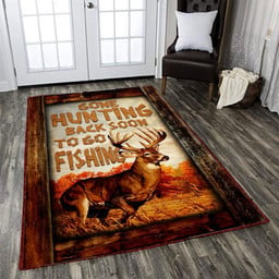 Gone Hunting Back Soon To Go Fishing Area Rug Carpet  Small (3x5ft)
