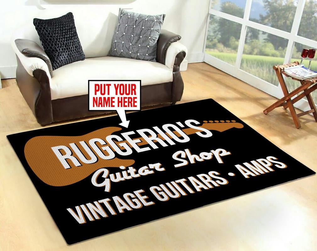 Personalized Guitar Shop Area Rug Carpet  Small (3x5ft)
