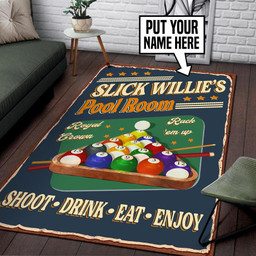 Personalized Billiard Pool Room Area Rug Carpet  Medium (4 X 6 FT)