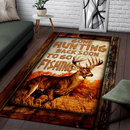 Gone Hunting Back Soon To Go Fishing Area Rug Carpet  Medium (4 X 6 FT)