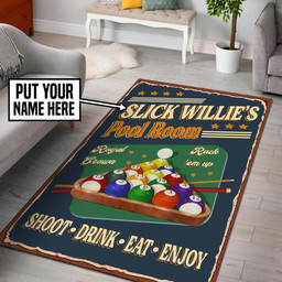 Personalized Billiard Pool Room Area Rug Carpet  Large (5 X 8 FT)