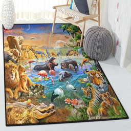Mammal Washable Rugs Animal Jungle Life Rug Rectangle Rugs Washable Area Rug Non-Slip Carpet For Living Room Bedroom Area Rug Small (3 X 5 FT)