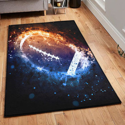 American Football Positions Kitchen Rugs American Football Ball On Fire On Dark Rug Rectangle Rugs Washable Area Rug Non-Slip Carpet For Living Room Bedroom Area Rug Small (3 X 5 FT)