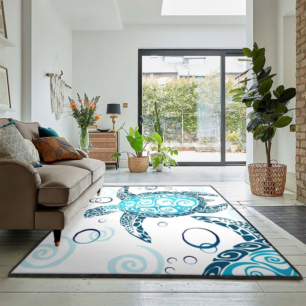 Marines Gift Turtle Marine Rug Rectangle Rugs Washable Area Rug Non-Slip Carpet For Living Room Bedroom Area Rug Small (3 X 5 FT)