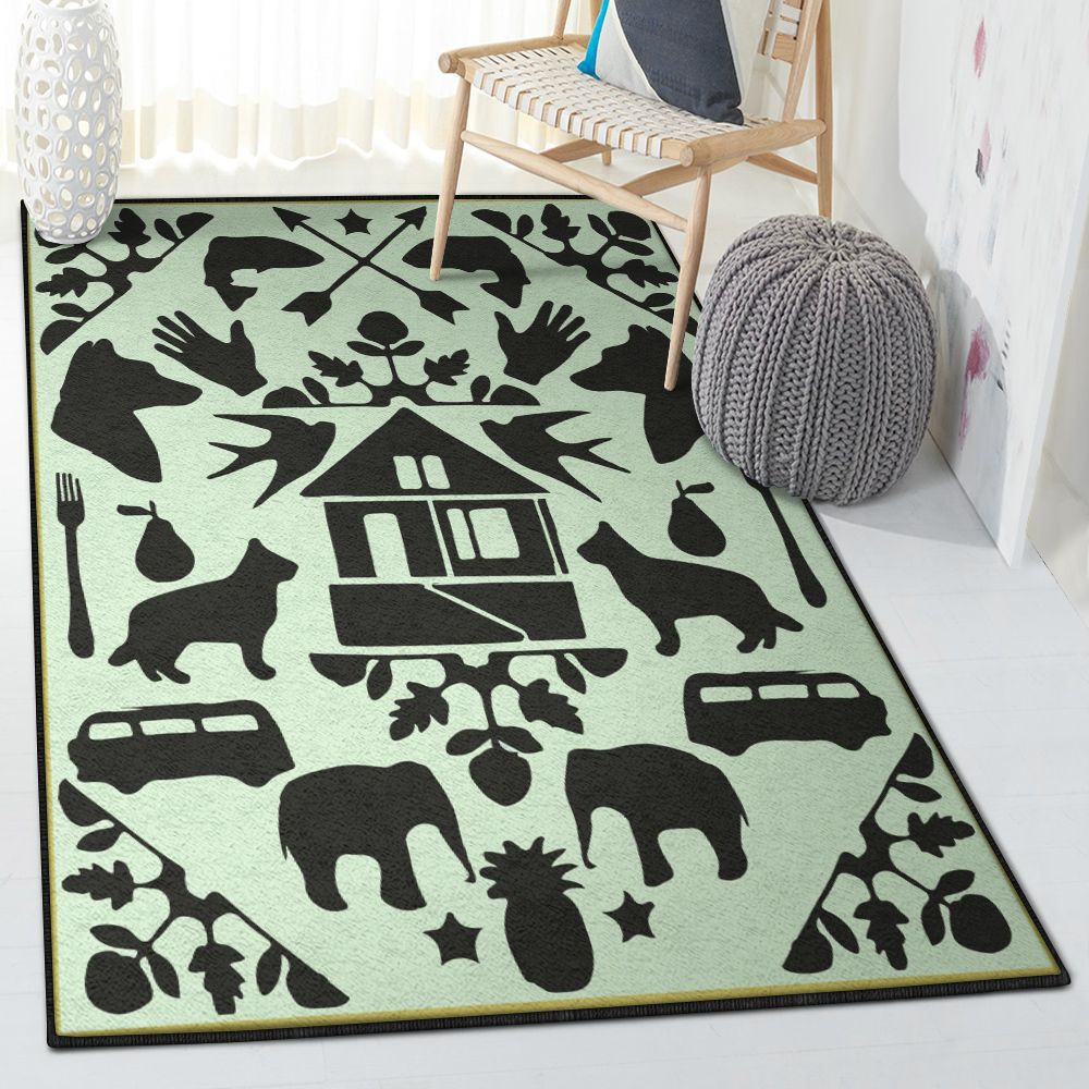 Mammal Washable Rugs Animals Rug Rectangle Rugs Washable Area Rug Non-Slip Carpet For Living Room Bedroom Area Rug Small (3 X 5 FT)