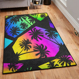 Beach Gift Dining Room Rug Edm Beach Palm Tree Pattern Rug Rectangle Rugs Washable Area Rug Non-Slip Carpet For Living Room Bedroom Area Rug Small (3 X 5 FT)