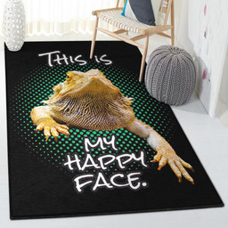 Fantasy Animal Bedroom Rugs This Is My Happy Face Bearded Dragon Rug Rectangle Rugs Washable Area Rug Non-Slip Carpet For Living Room Bedroom Area Rug Small (3 X 5 FT)