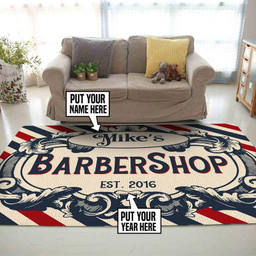 Personalized Barbershop Area Rug Carpet  Medium (4 X 6 FT)
