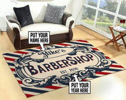 Personalized Barbershop Area Rug Carpet  Large (5 X 8 FT)