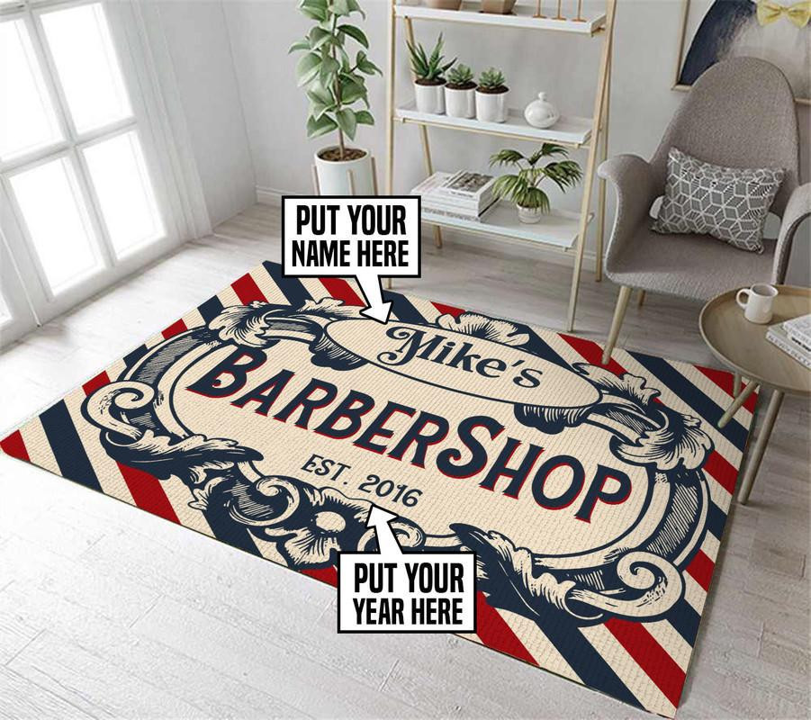 Personalized Barbershop Area Rug Carpet  Small (3x5ft)
