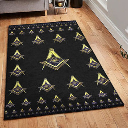 Freemasonry Carpet Masonic Freemason Rug Rectangle Rugs Washable Area Rug Non-Slip Carpet For Living Room Bedroom Area Rug Small (3 X 5 FT)