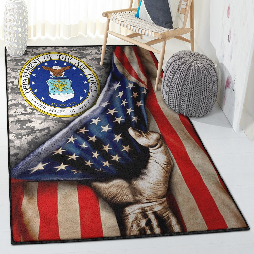Marines Large Us Air Force American Flag Rug Rectangle Rugs Washable Area Rug Non-Slip Carpet For Living Room Bedroom Area Rug Small (3 X 5 FT)