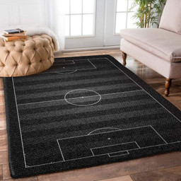 Black Soccer Field Rectangle Rug Carpet Washable Rugs Small (3 X 5 FT)