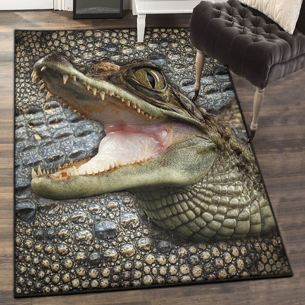 Alligator Washable Crocodile Rug Rectangle Rugs Washable Area Rug Non-Slip Carpet For Living Room Bedroom Area Rug Small (3 X 5 FT)
