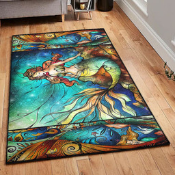Siren Large Mermaid Rug Rectangle Rugs Washable Area Rug Non-Slip Carpet For Living Room Bedroom Area Rug Small (3 X 5 FT)