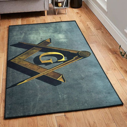 Freemason Non Shedding Masonic Freemason Rug Rectangle Rugs Washable Area Rug Non-Slip Carpet For Living Room Bedroom Area Rug Small (3 X 5 FT)