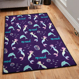 Siren Non Shedding Ombr Mermaid Rug Rectangle Rugs Washable Area Rug Non-Slip Carpet For Living Room Bedroom Area Rug Small (3 X 5 FT)
