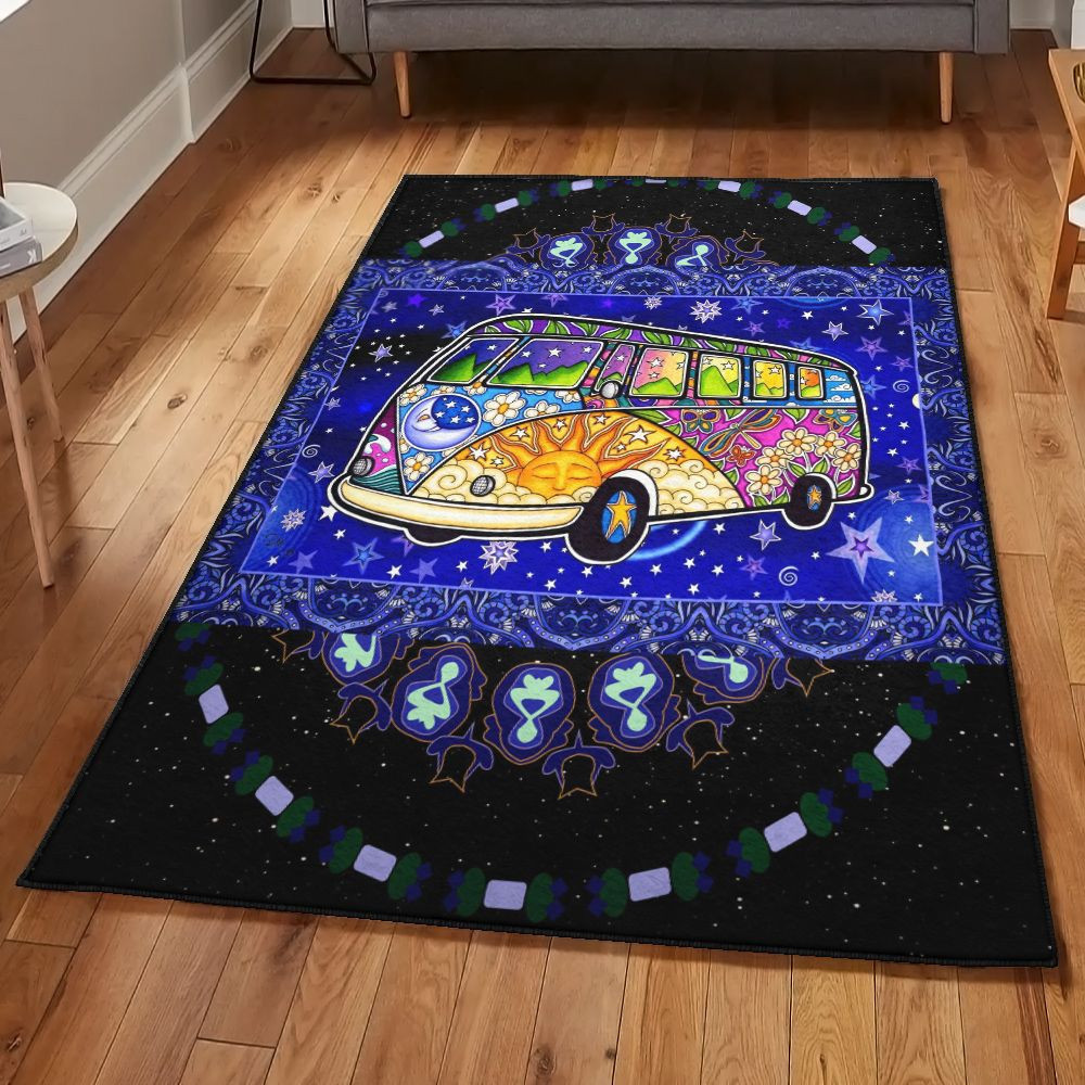 Car Accessories Carpet Hippie Car Rug Rectangle Rugs Washable Area Rug Non-Slip Carpet For Living Room Bedroom Area Rug Small (3 X 5 FT)