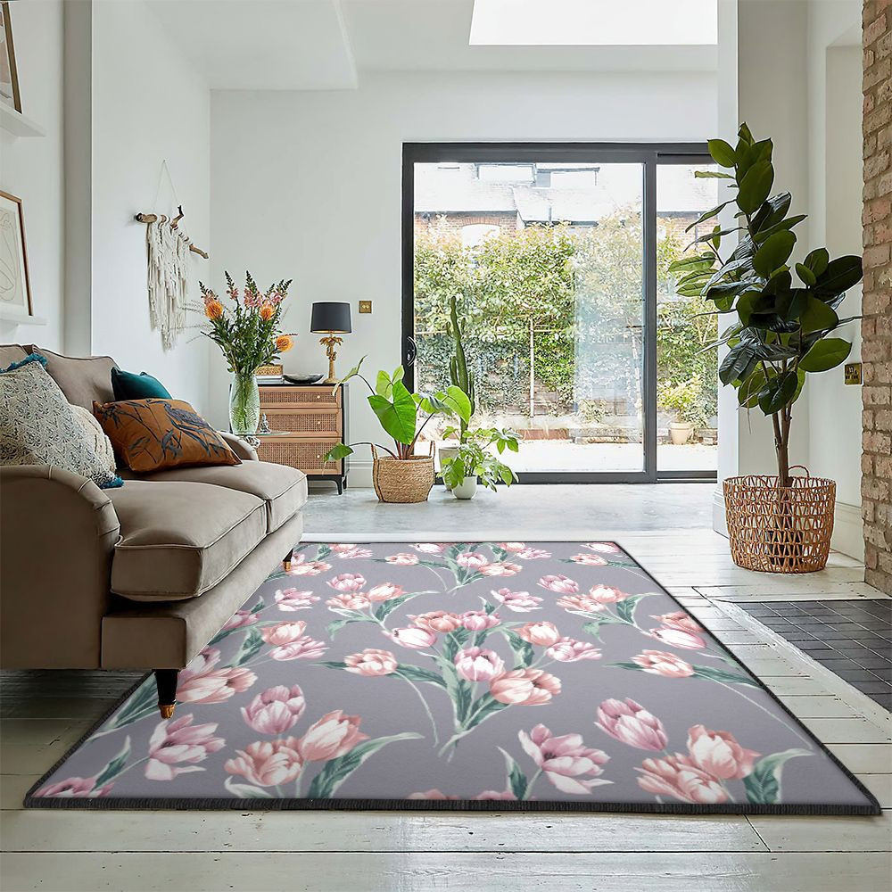 Calamity Carpet Tulip Rug Rectangle Rugs Washable Area Rug Non-Slip Carpet For Living Room Bedroom Area Rug Small (3 X 5 FT)