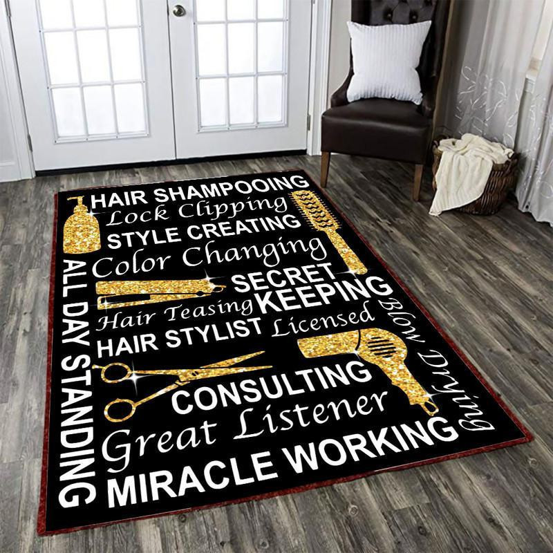 Hair Salon Barbershop Area Rug Carpet  Small (3x5ft)