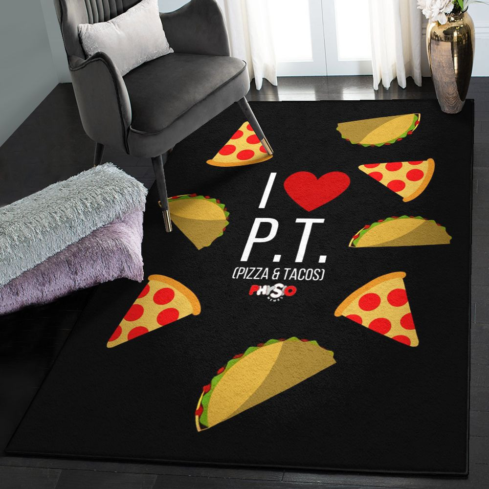 Mexican Gift Love Pizza And Tacos Rug Rectangle Rugs Washable Area Rug Non-Slip Carpet For Living Room Bedroom Area Rug Small (3 X 5 FT)