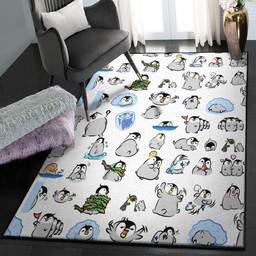 Penguin Washable Rugs Penguins Rug Rectangle Rugs Washable Area Rug Non-Slip Carpet For Living Room Bedroom Area Rug Small (3 X 5 FT)