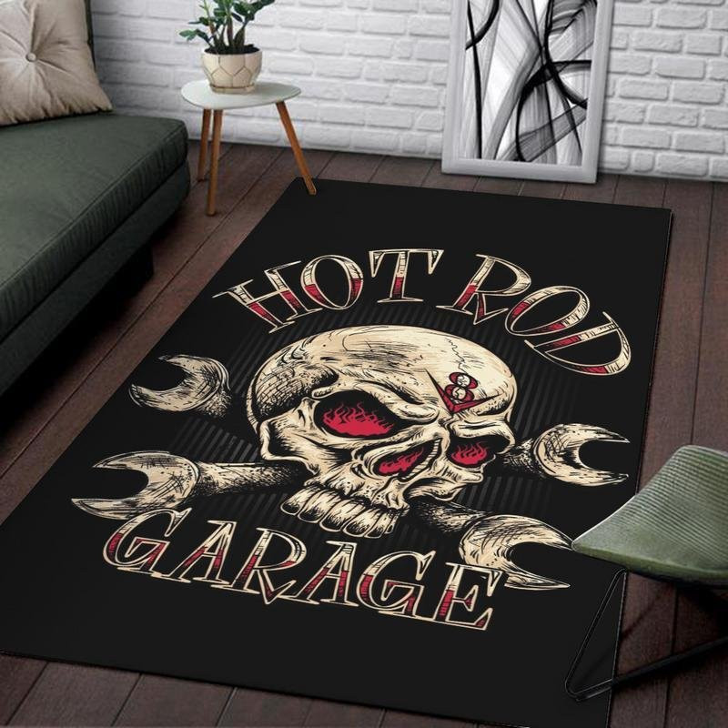 Hotrod Area Rug Carpet Hot Rod Garage Large (5 X 8 FT)