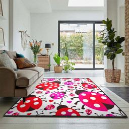 Insect Lover Ladybugs Rug Rectangle Rugs Washable Area Rug Non-Slip Carpet For Living Room Bedroom Area Rug Small (3 X 5 FT)