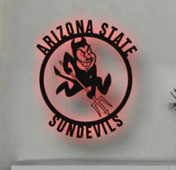 Arizona State Logo Cut Metal Sign With Led RGB Lights, Arizona State University Decoration Home, Sundevils Sign, Sports Sign Gifts    Without LED 12 inches