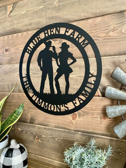 Personalized Cowboy And Cowgirl Sign, Cut Metal Sign, Metal Wall Art, Metal House Sign Laser Cut Metal Signs Custom Gift Ideas 14x14IN