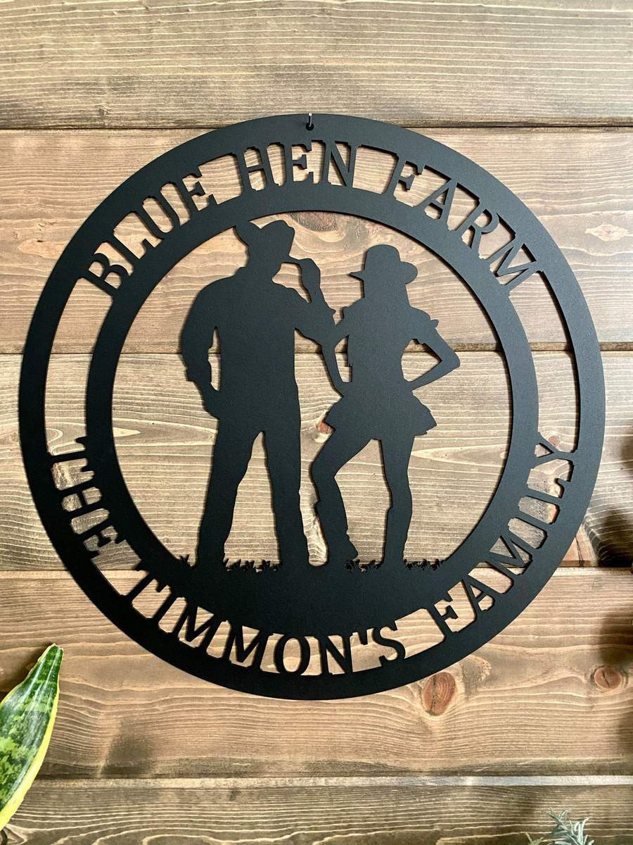 Personalized Cowboy And Cowgirl Sign, Cut Metal Sign, Metal Wall Art, Metal House Sign Laser Cut Metal Signs Custom Gift Ideas 12x12IN