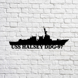 RosabellaPrint Uss Halsey Ddg97 Navy Ship Metal Sign, Memory Wall Metal Sign Gift For Navy Veteran, Navy Ships Silhouette Metal Sign Laser Cut Metal Signs Custom Gift Ideas 12x12IN